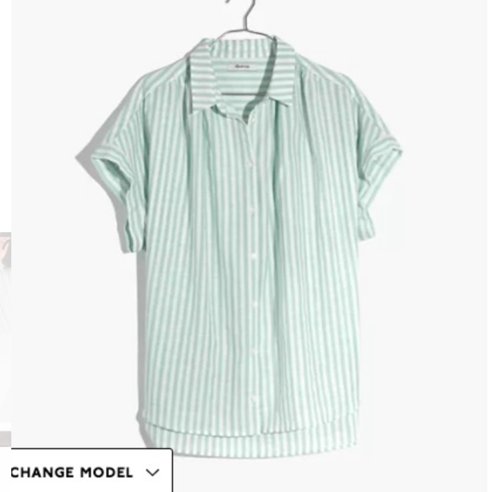 Madewell Central Shirt in Mint Stripe button up oversized small